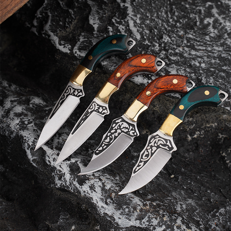 EDC Camping Wooden Handle Knif - Power Key Tools ulasan dan harga